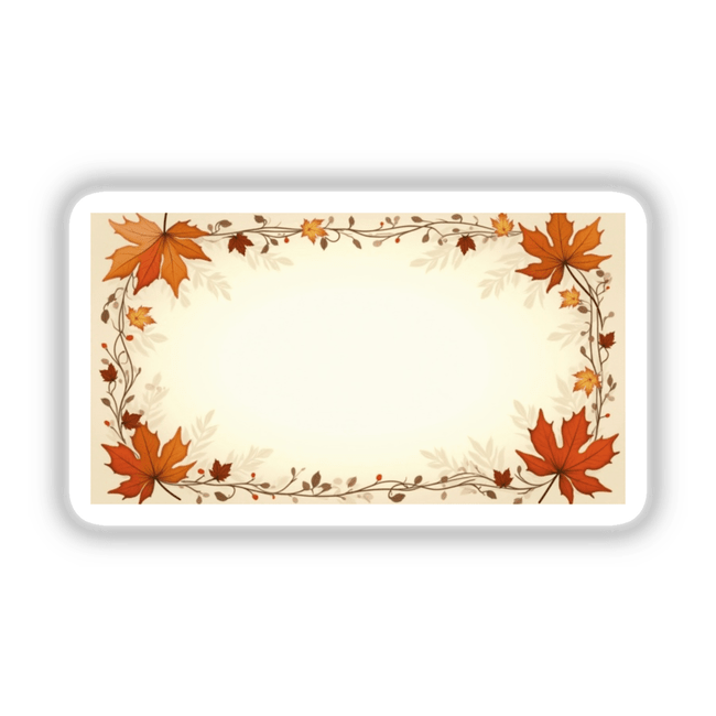 Aesthetic Fall Label Clipart features a rectangular frame adorned with leaves and berries, perfect for adding quotes. Available as Digital Artwork for download with commercial rights.