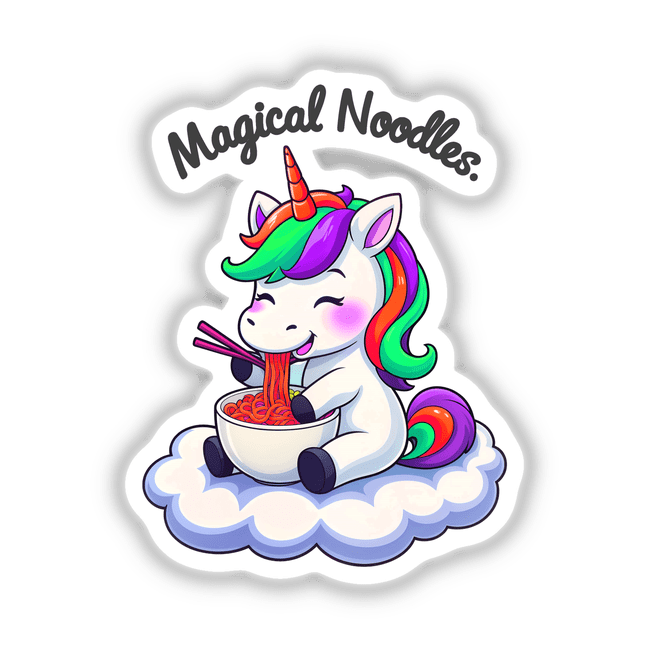 A Cute Unicorn Eating Magical Noodles