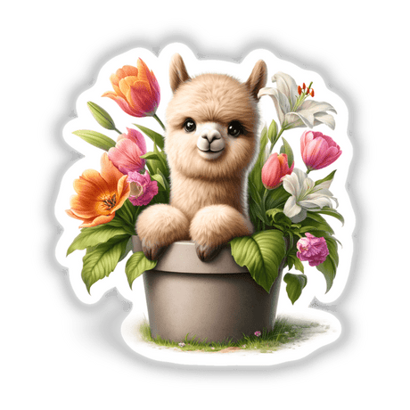 Alpaca Peeking Out of Flower Pot