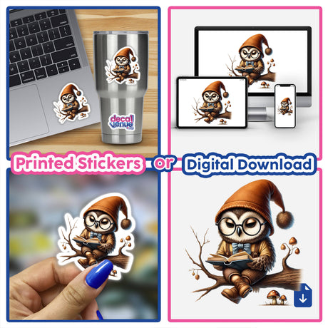 Owl Gnome Reading a Book