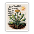 Dandelion Soil Savior Clipart & Sticker showcases a yellow dandelion with green leaves and roots, complemented by a sun drawing, available as stickers or digital artwork with commercial rights.