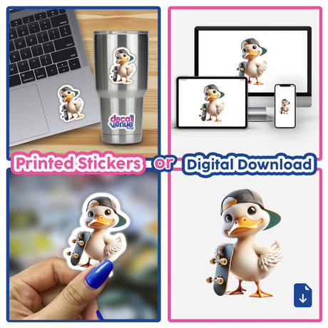 Duck Snapback Hat with Skateboard