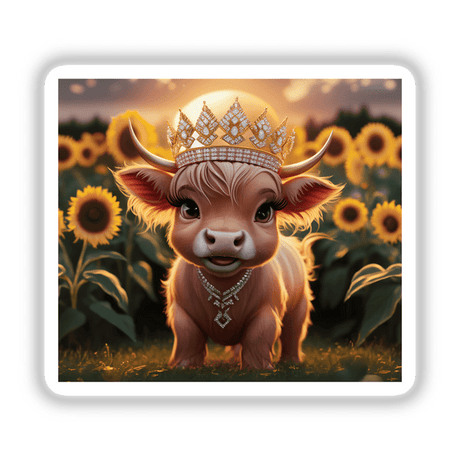 Baby Highland Cow Crown Sunflowers