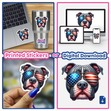 Patriotic American Flag Sunglasses Pitbull Dog