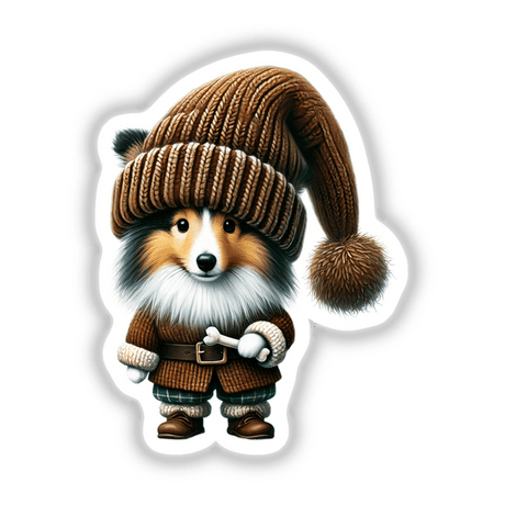 Shetland Sheepdog Gnome Holding Dog Bone