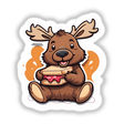 Cute moose eating a pbj sandwich