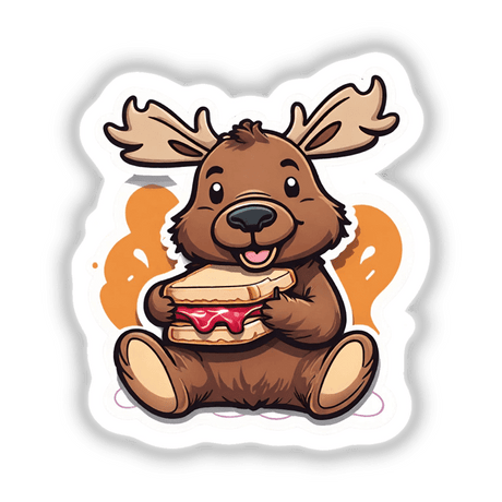 Cute moose eating a pbj sandwich