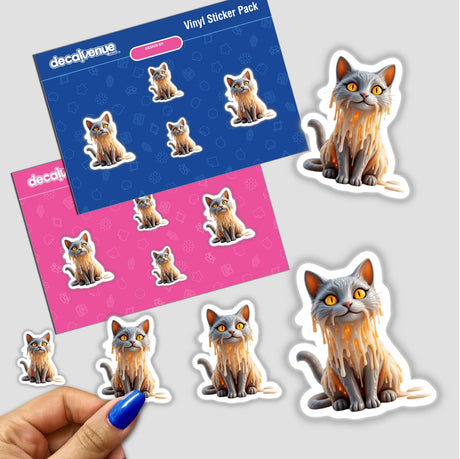 Cat Dripping Candle Wax design featuring cartoon cats with melted elements, available as stickers or digital artwork from Decal Venue.