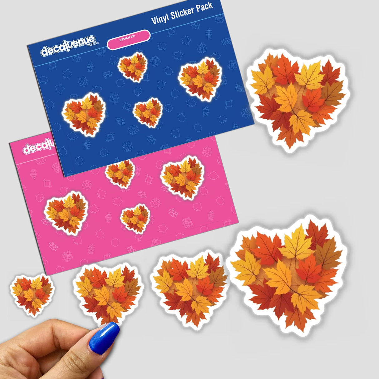 Fall Aesthetic Heart Clipart | Autumn Leaves Graphic | Stickers or Commercial Rights Download: Set of heart-shaped leaf stickers ideal for seasonal decor or digital use.