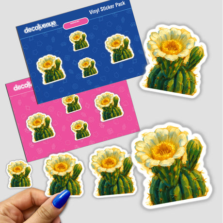 Saguaro Cactus Blossom Sticker or Clipart featuring Arizona State Flower design, ideal as a sticker or digital artwork with commercial rights, reflecting Decal Venue's unique vinyl and digital art offerings.