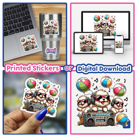 Havanese Dog Beach Party Sunglasses Boombox