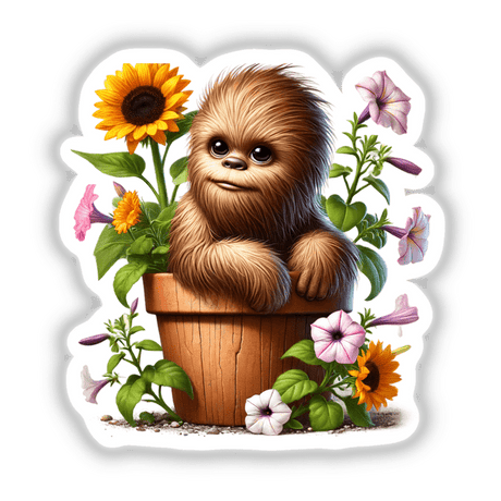 Sasquatch Peeking Out of Flower Pot