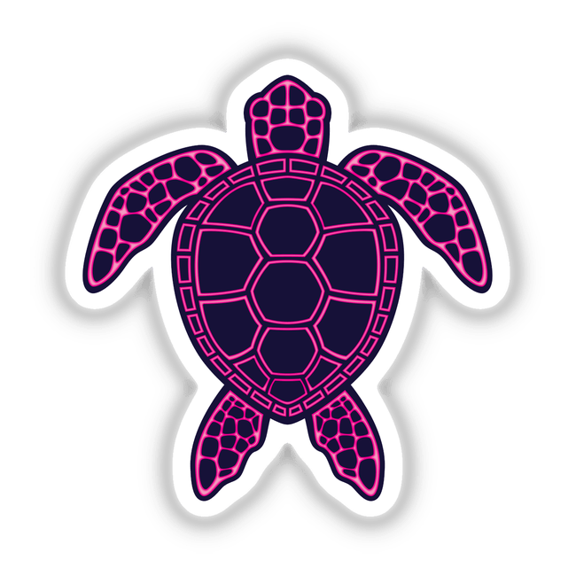 Hot Pink Neon Lava Sea Turtle Design featuring a stylized pink and purple turtle, available as unique vinyl stickers or digital artwork from Decal Venue.