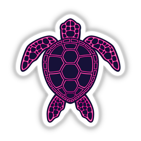 Hot Pink Neon Lava Sea Turtle Design featuring a stylized pink and purple turtle, available as unique vinyl stickers or digital artwork from Decal Venue.