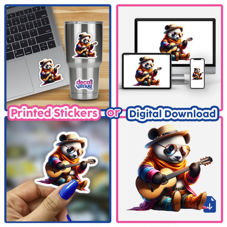 Hipster Panda Strumming Guitar