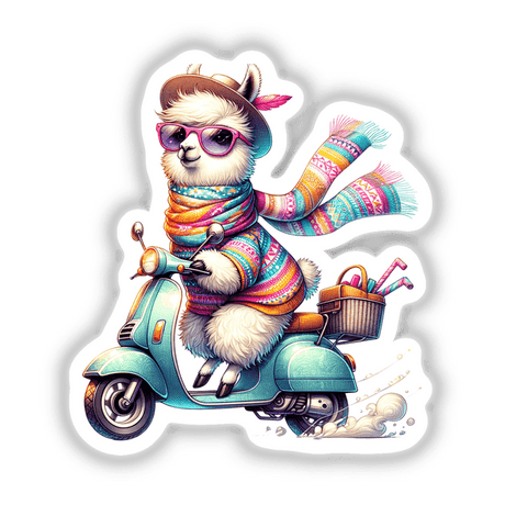 Fashionable Llama Riding. Scooter