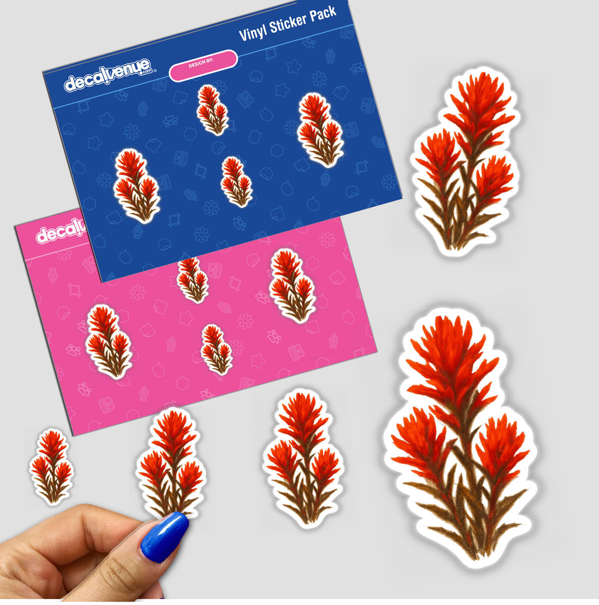 Wyoming State Flower Sticker or Clipart featuring an Indian Paintbrush design, available as either a sticker or digital artwork, reflecting Decal Venue's unique vinyl sticker and digital art offerings.