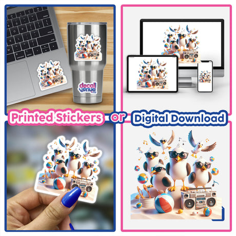 Seagulls Having a Beach Party Boombox