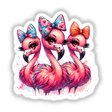 Flamingo Trio Watercolor Birds w/ Large Bows
