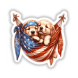 Golden Retriever Dogs in American Flag Bandana Hammock