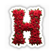 Elegant Floral Letter H Clipart - Downloadable Sticker with Commercial Rights: A letter H crafted entirely from intricately arranged red roses, available as either stickers or digital artwork.