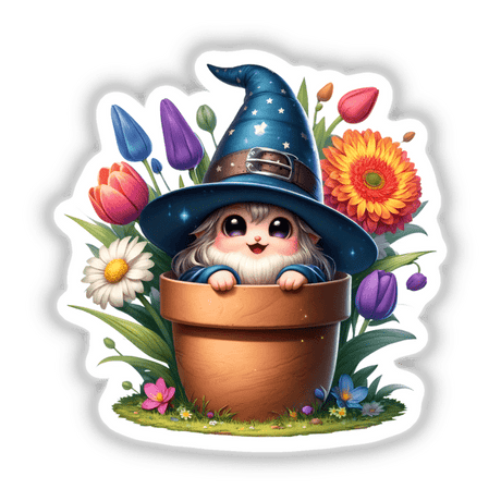 Wizard Peeking Out of Flower Pot