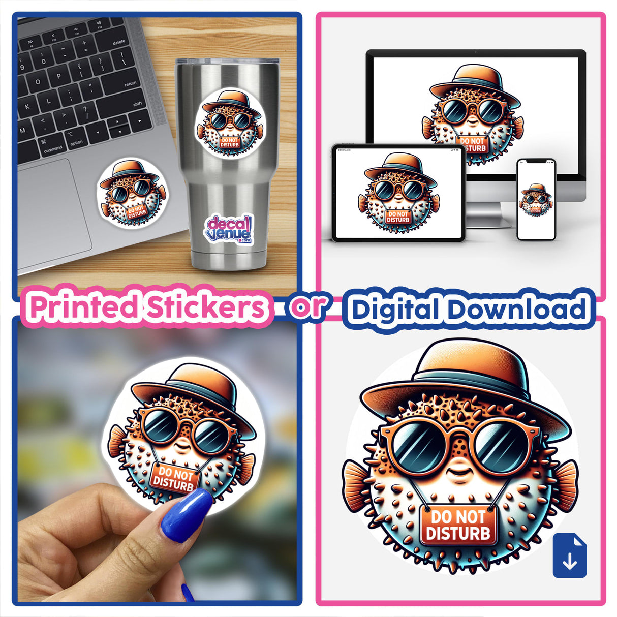 Pufferfish In Sunglasses Wearing Do No Disturb Sign