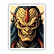 Cartoon illustration of A Cool Alien Predator Soldier, available as stickers or digital artwork, featuring a fictional monster character with an expressive face, embodying Decal Venue's unique art style.