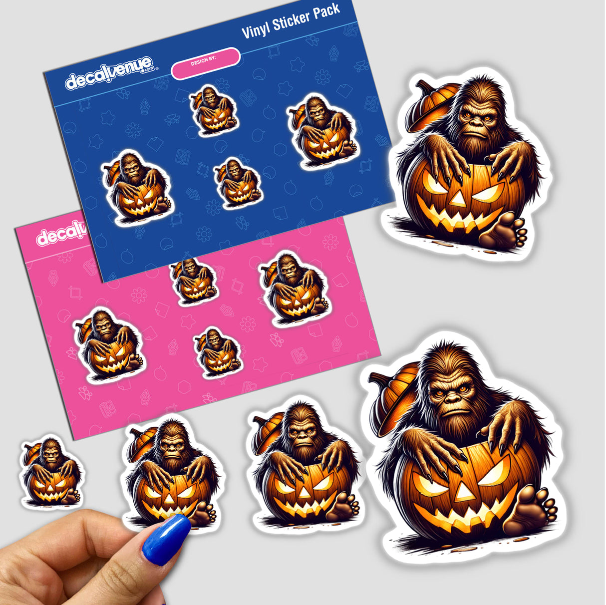 Spooky Sasquatch Peeking from Pumpkin - Vinyl Halloween Sticker Pack