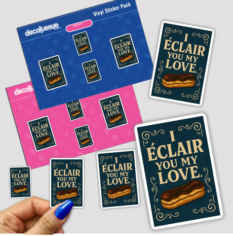 National Chocolate Éclair Day Sticker or Clipart with Commercial Rights - I Éclair You Design, showcasing a playful éclair illustration, perfect for digital art enthusiasts or sticker collectors.