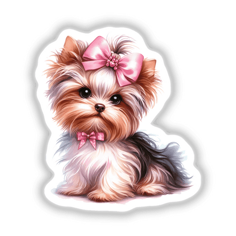 Sitting Pretty Yorkie Girl Dog w/Pink Bow