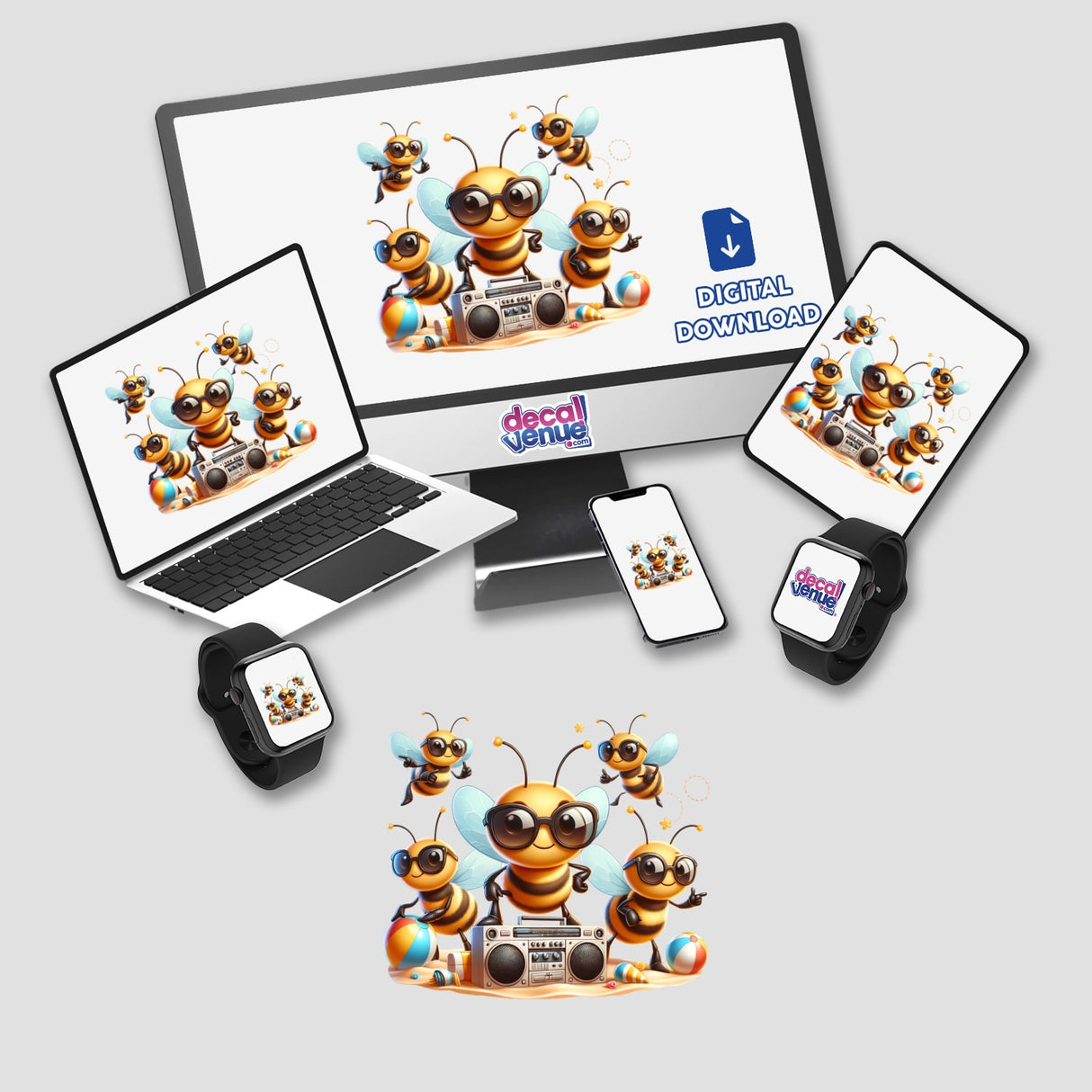 Honey Bee Beach Party Sunglasses Boombox
