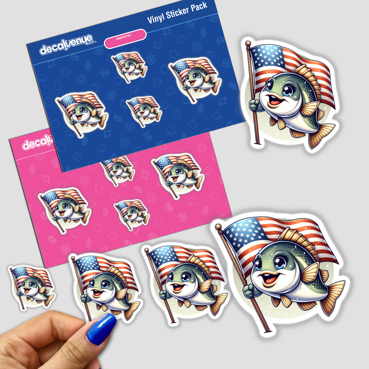 Fish Holding American Flag