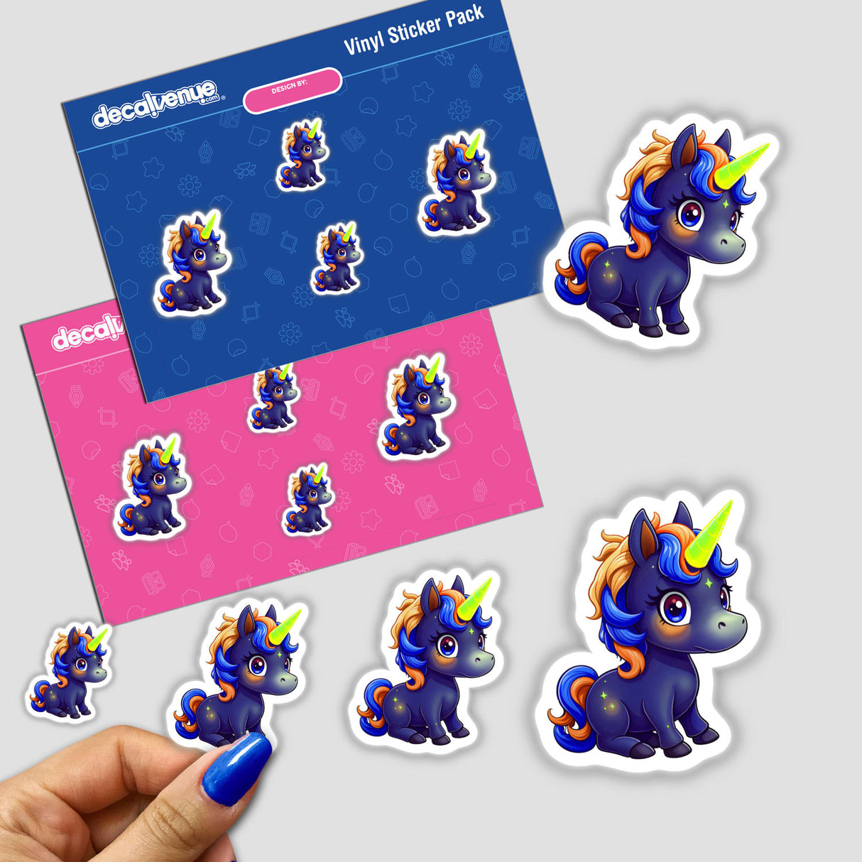 Cute And Magical Pony Unicorn stickers featuring charming cartoon unicorns, available as stickers or digital artwork, capturing the whimsical essence of unicorns in playful, detailed designs.