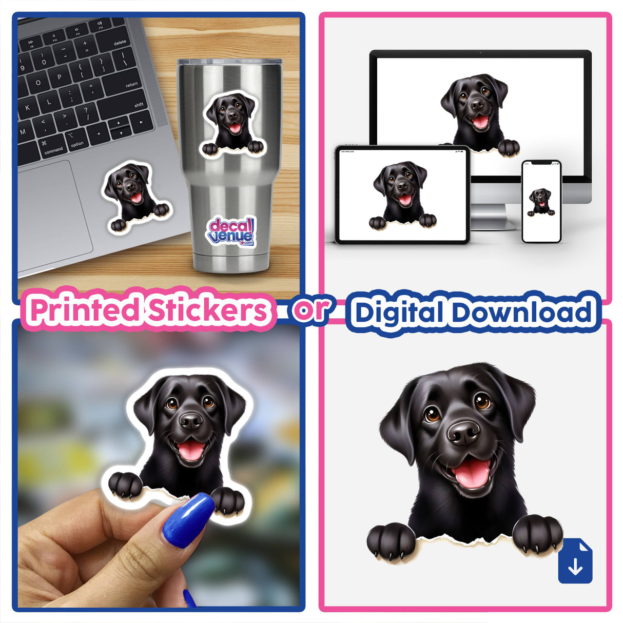 Adorable Peeking Black Lab Stickers | Decal Venue