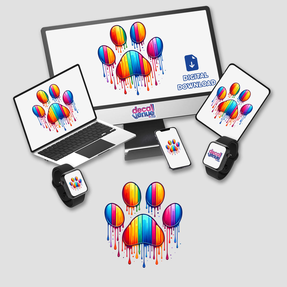 Pride Dog Paw Print Rainbow