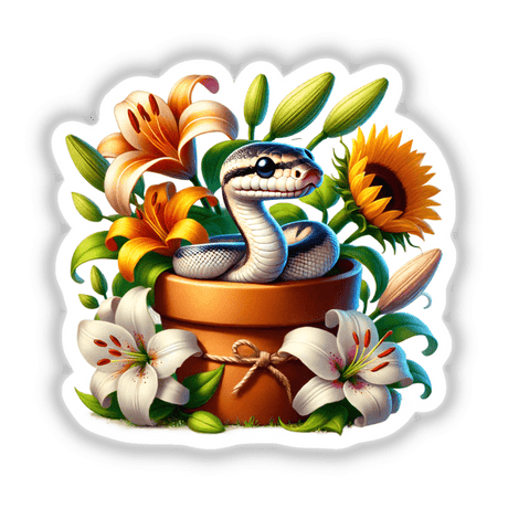 Snake Peeking Out of Flower Pot