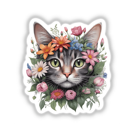 Cat Portrait Floral Accents PA58