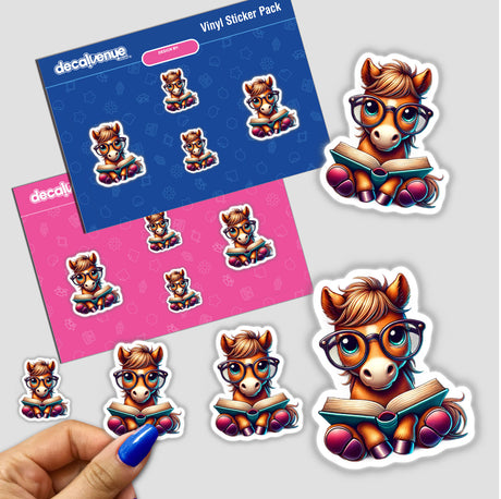 Horse With Reading Glasses Open Book