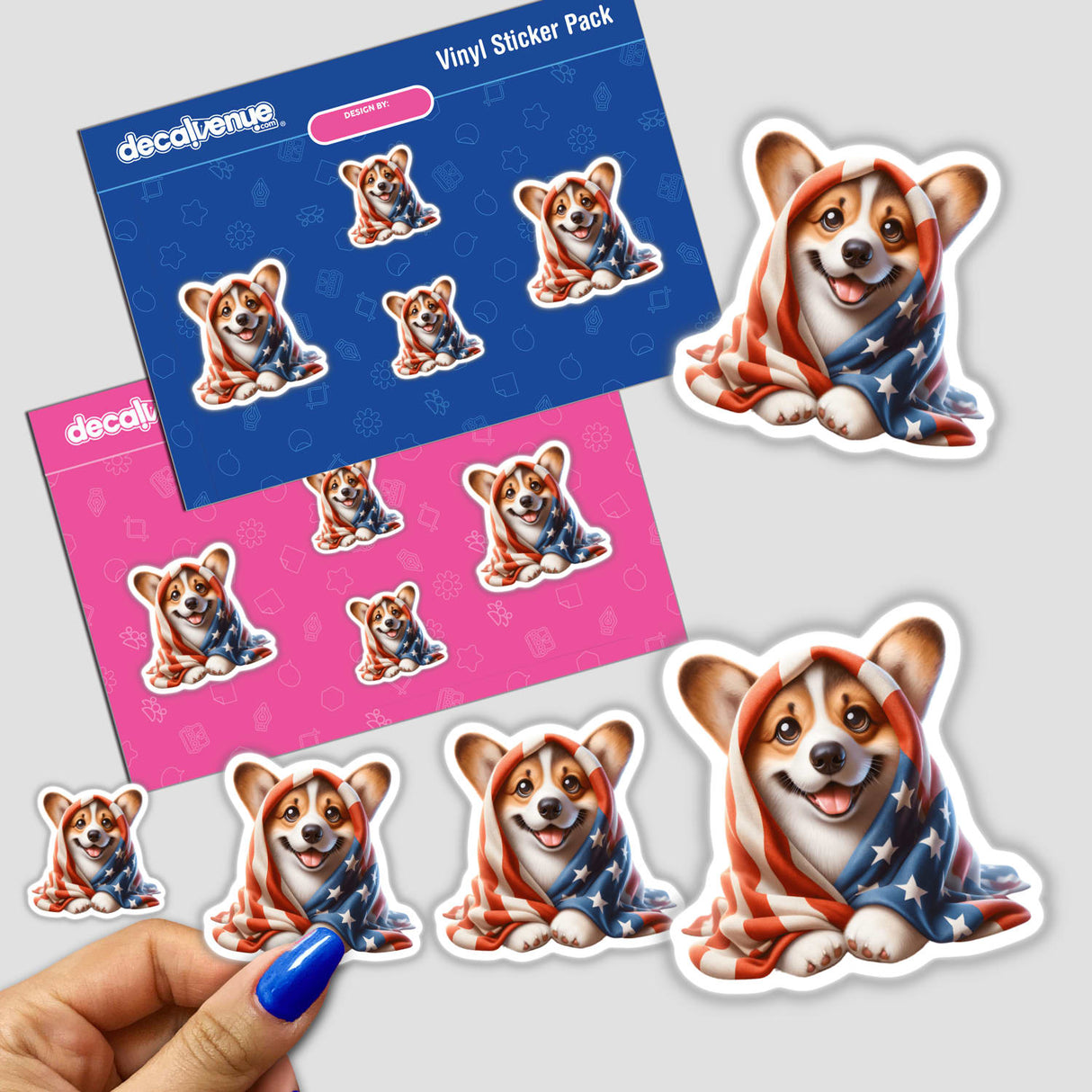 Cute Corgi Dog Wrapped in a USA Flag