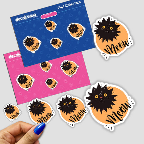 Crazy cat Meow stickers featuring playful cat illustrations, available as decals or digital artwork. Perfect for cat enthusiasts seeking unique designs from Decal Venue's collection of artistic expressions.