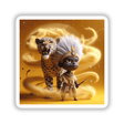 African Tribal Warrior in a cartoon style, depicted alongside a cheetah, available as stickers or digital artwork, embodying the unique and artistic essence of Decal Venue.