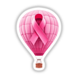 Hot Air Balloon Pink Ribbon Breast Cancer design featuring a pink ribbon on a hot air balloon. Available as stickers or digital artwork, highlighting awareness and support in a unique and artistic format.