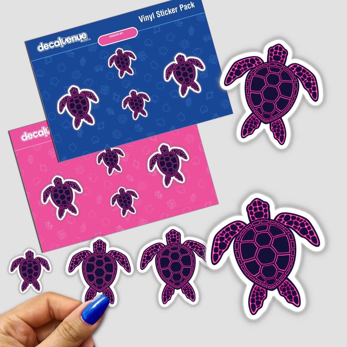 Hot Pink Neon Lava Sea Turtle Design sticker featuring vibrant turtle illustrations, perfect for decoration or digital artwork, available at Decal Venue.