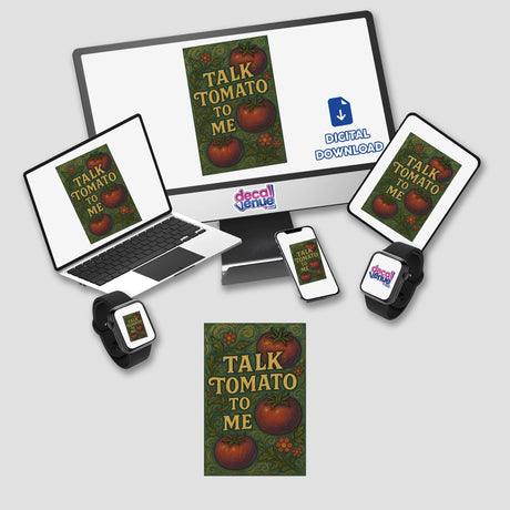 Grainger County Tomato Festival Sticker or Clipart with the Talk Tomato to Me design, ideal for vinyl enthusiasts, available as stickers or digital artwork with commercial rights.