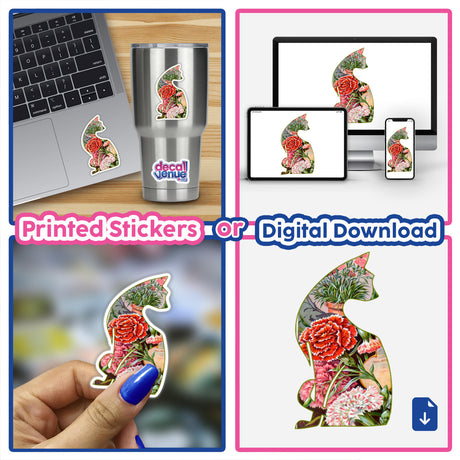 Kitty cutout with floral design