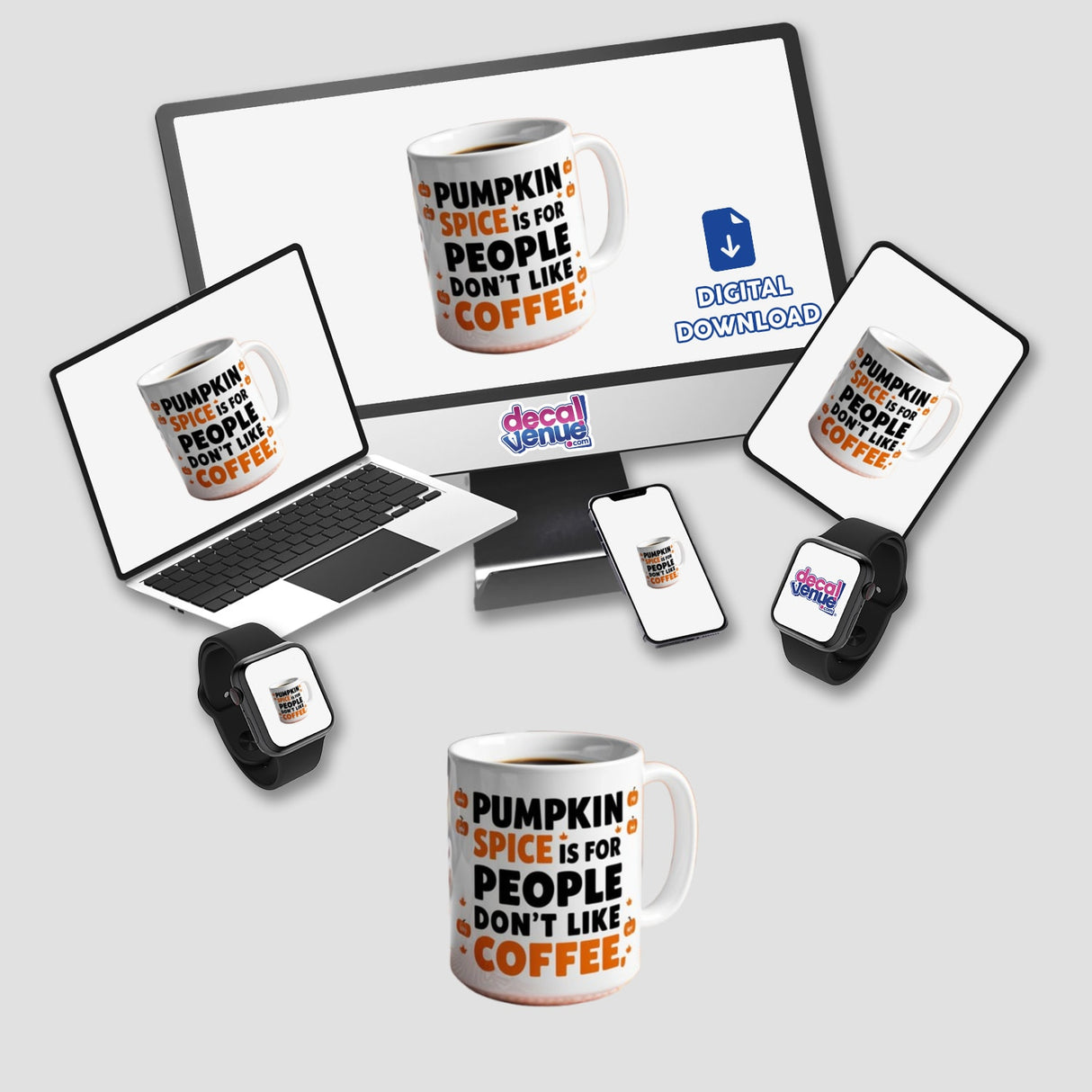 Sarcastic Pumpkin Spice Quote | Funny Coffee Lovers | Sticker or Commercial Rights Download: A sticker design featuring a witty pumpkin spice quote, ideal for coffee enthusiasts. Available as stickers or digital artwork.