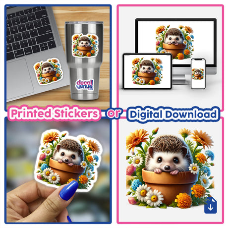 Hedgehog Peeking Out of Flower Pot