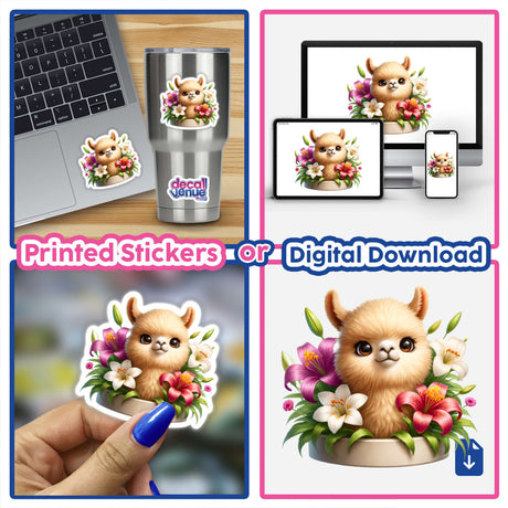 Llama Peeking Out of Flower Pot