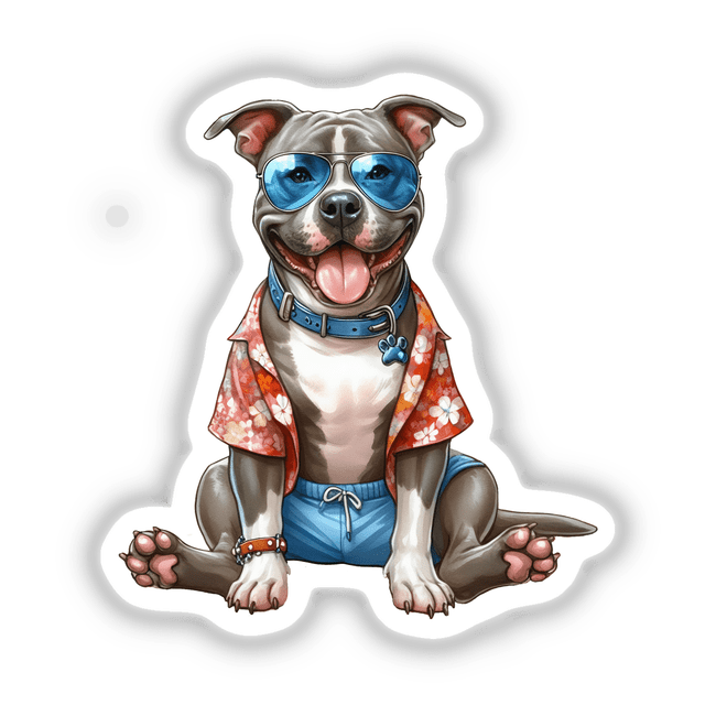 Hawaiian Shirt Pitbull Beach Dog